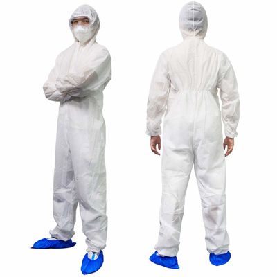 Костюм Hazmat прочных Microporous устранимых хирургических Coveralls устранимый с клобуком