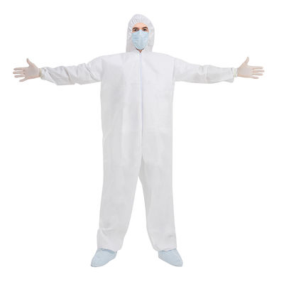 Влага костюма Coverall устранимого Coverall УПРАВЛЕНИЯ ПО САНИТАРНОМУ НАДЗОРУ ЗА КАЧЕСТВОМ ПИЩЕВЫХ ПРОДУКТОВ И МЕДИКАМЕНТОВ EN1186 не сплетенная с капюшоном проницаемая