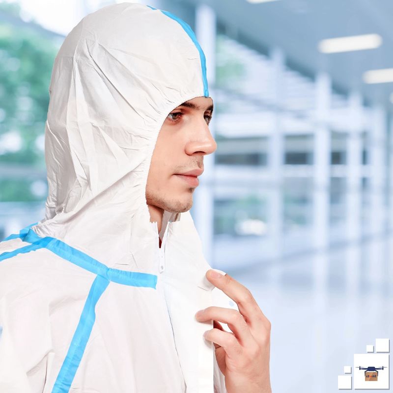 Костюм Hazmat прочных Microporous устранимых хирургических Coveralls устранимый с клобуком