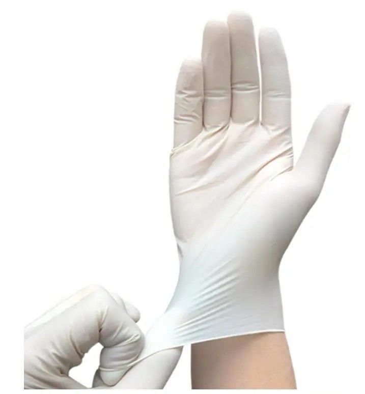 Breathable AQL 0,65 EN374 напудрили перчатки латекса для касания еды кухни