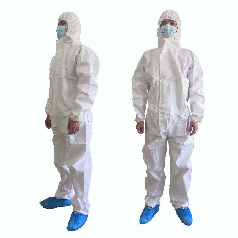 Костюм Hazmat Microporous устранимых хирургических Coveralls EN14126 устранимый с клобуком
